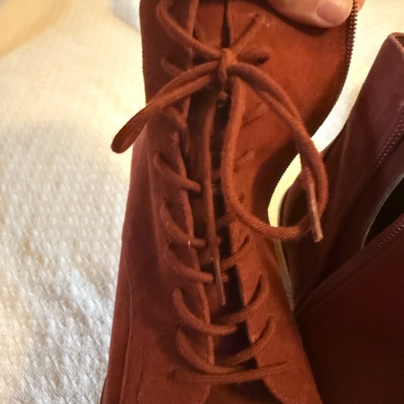 Vince Camuto Red Suede Heeled Boots - Picture 8 of 15